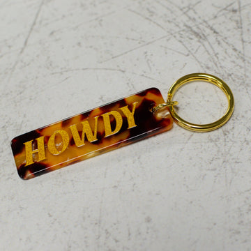 Howdy Leopard Print Keychain Close Up